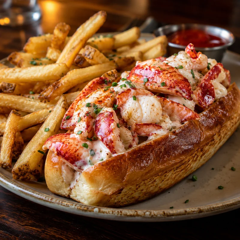 Red Lobster lobster roll sandwich on a toasted buttered bun
